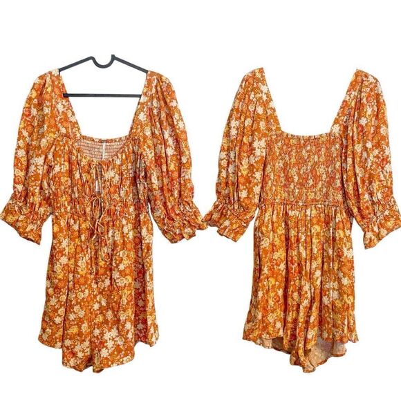 Free People Show Me Love Romper in Orange S - Picture 5 of 10